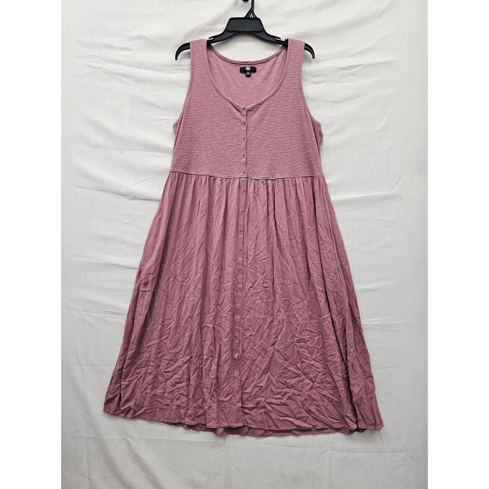 Frye Womens Sleeveless Button Front Midi Dress Pink Cotton Blend Casual Size XXL